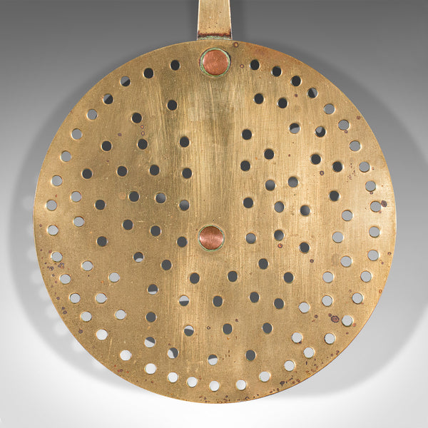 Antique Chestnut Warmer, English, Brass, Fireside Roasting Plate, Georgian, 1790