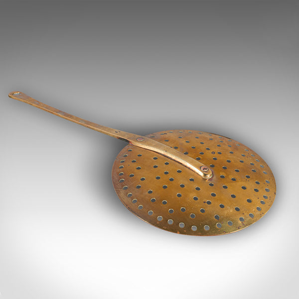 Antique Chestnut Warmer, English, Brass, Fireside Roasting Plate, Georgian, 1790