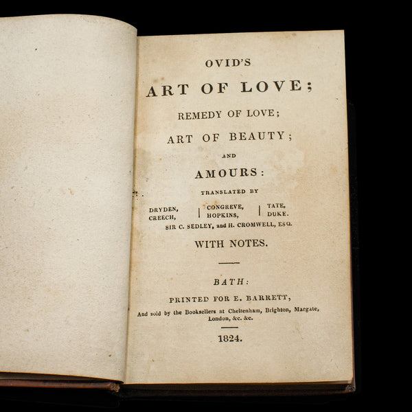 Antique Book, Ovid's Art of Love, English, Roman Period, Bound, Regency, C.1824