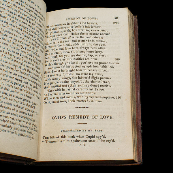 Antique Book, Ovid's Art of Love, English, Roman Period, Bound, Regency, C.1824