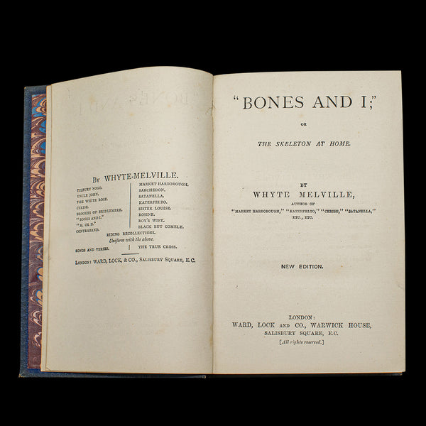 Antique Book, Bones and I, Whyte-Melville, English, Novel, Victorian, Circa 1880