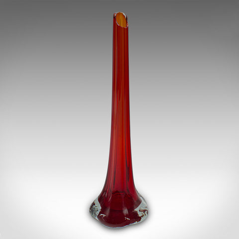 Vintage Slimline Posy Flute, English, Art Glass, Stem Vase, Mid Century, C.1960