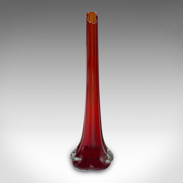 Vintage Slimline Posy Flute, English, Art Glass, Stem Vase, Mid Century, C.1960