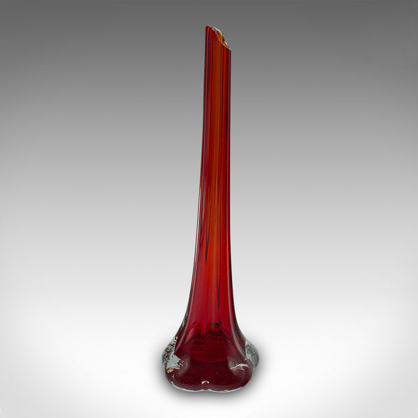 Vintage Slimline Posy Flute, English, Art Glass, Stem Vase, Mid Century, C.1960