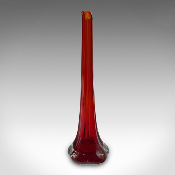 Vintage Slimline Posy Flute, English, Art Glass, Stem Vase, Mid Century, C.1960