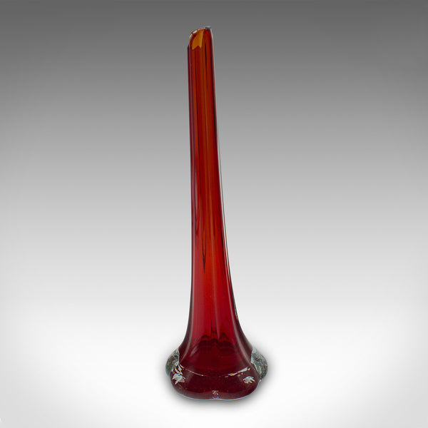 Vintage Slimline Posy Flute, English, Art Glass, Stem Vase, Mid Century, C.1960