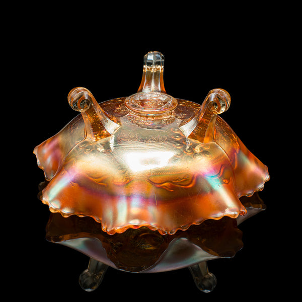 Vintage Flared Potpourri Dish, English, Carnival Lustre Glass, Bonbon Bowl, 1950