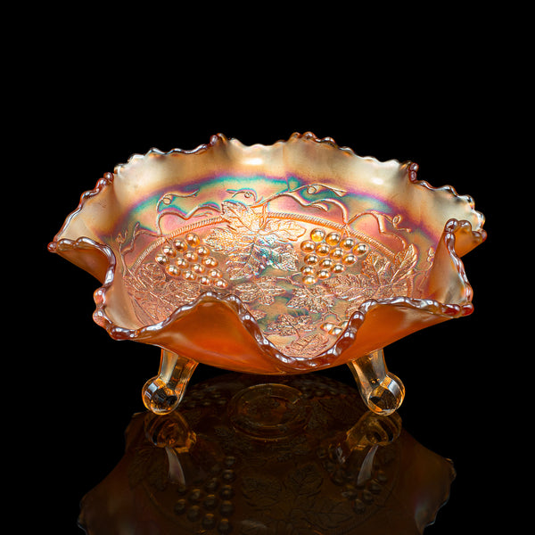 Vintage Flared Potpourri Dish, English, Carnival Lustre Glass, Bonbon Bowl, 1950