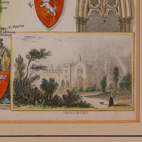 Antique County Map, Hertfordshire, English, Framed Engraving, Cartography, Litho