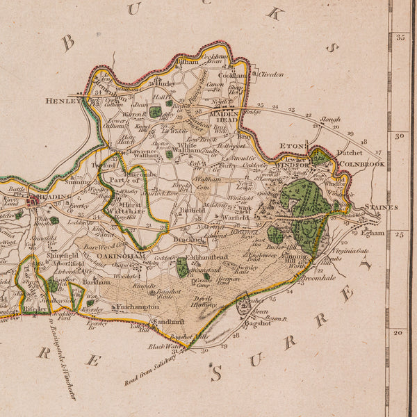 Antique County Map, Berkshire, English, Framed, Cartography, John Cary, C.1790