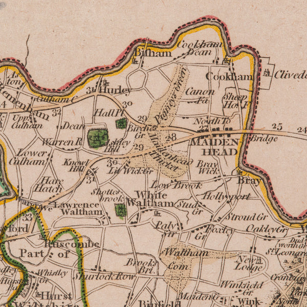 Antique County Map, Berkshire, English, Framed, Cartography, John Cary, C.1790