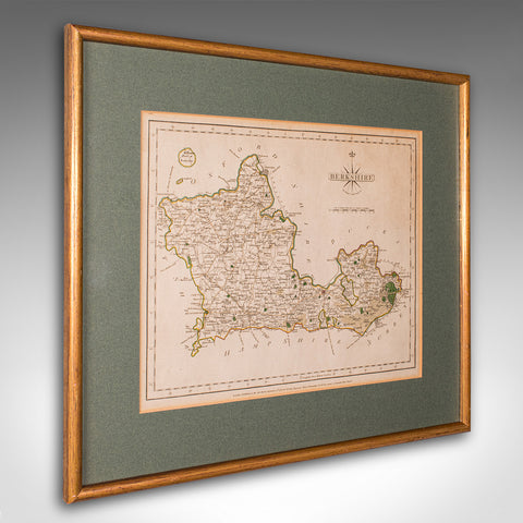 Antique County Map, Berkshire, English, Framed, Cartography, John Cary, C.1790