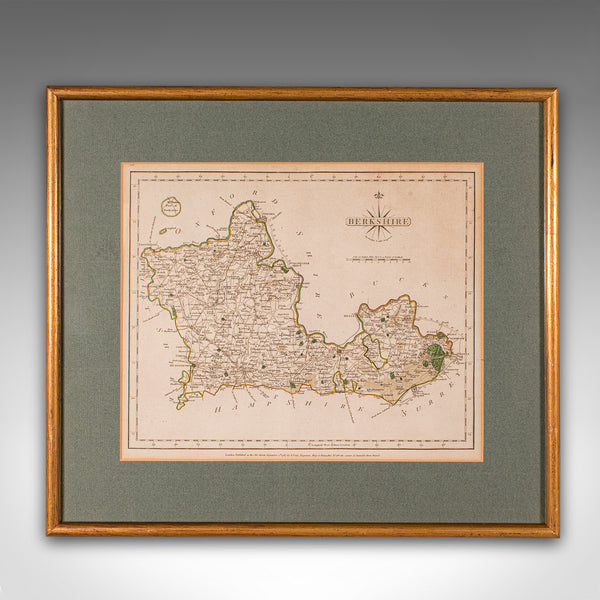 Antique County Map, Berkshire, English, Framed, Cartography, John Cary, C.1790