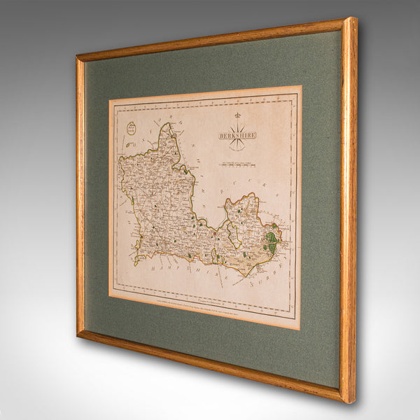 Antique County Map, Berkshire, English, Framed, Cartography, John Cary, C.1790