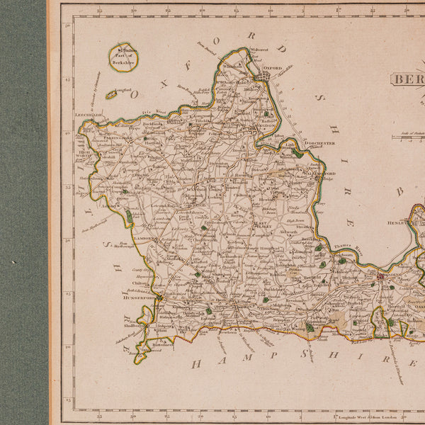 Antique County Map, Berkshire, English, Framed, Cartography, John Cary, C.1790