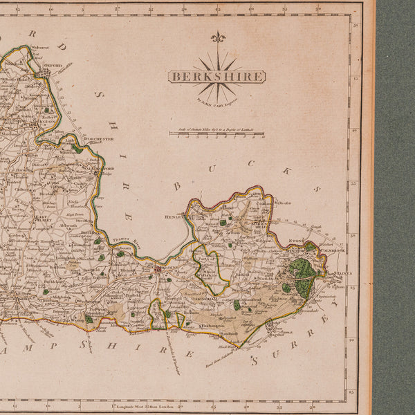 Antique County Map, Berkshire, English, Framed, Cartography, John Cary, C.1790