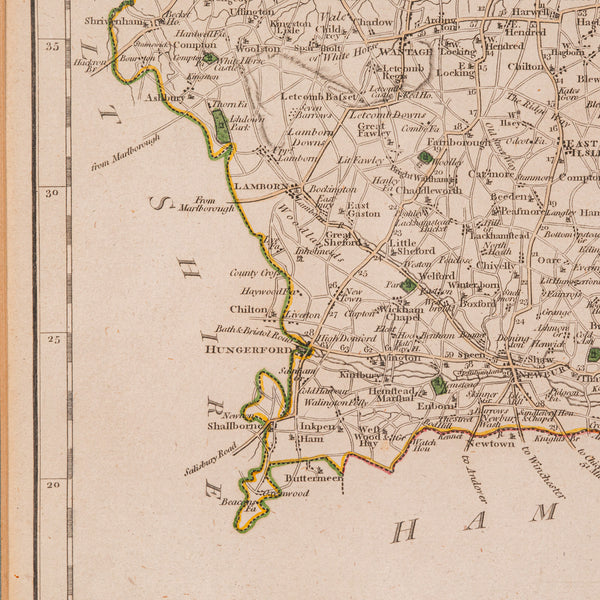 Antique County Map, Berkshire, English, Framed, Cartography, John Cary, C.1790