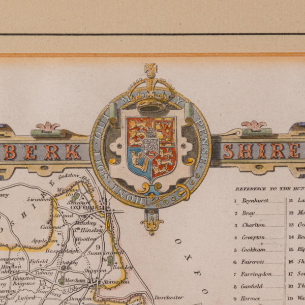 Antique Berkshire Map, English County, Framed Engraving, Cartography, Lithograph