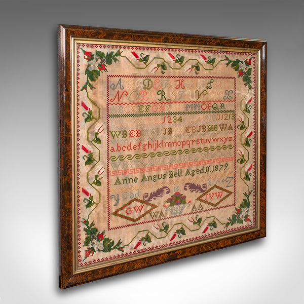 Large Antique School Sampler, English, Needlepoint, Political Poster, Victorian