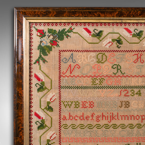 Large Antique School Sampler, English, Needlepoint, Political Poster, Victorian