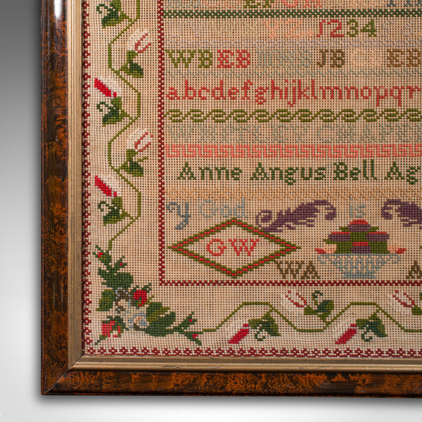 Large Antique School Sampler, English, Needlepoint, Political Poster, Victorian