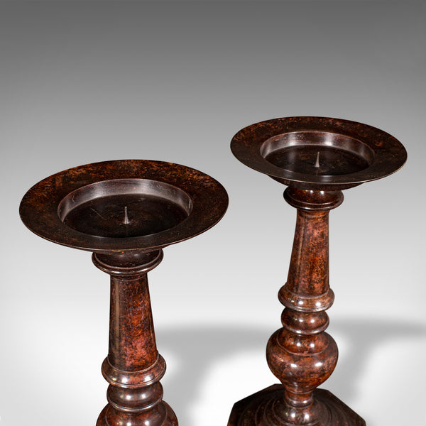 Pair Of Vintage Candle Prickets, English, Candlestick, Ecclesiastical, Art Deco