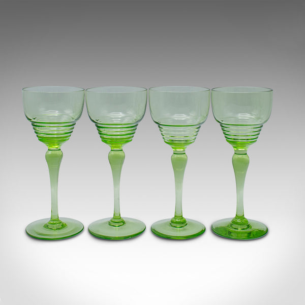 Vintage Aperitif Serving Set, English, Ewer, Wine Glasses, Art Deco, Circa 1930