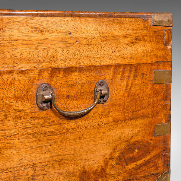 Antique Military Trunk, English, Camphorwood Chest, Blanket Box, Victorian, 1900