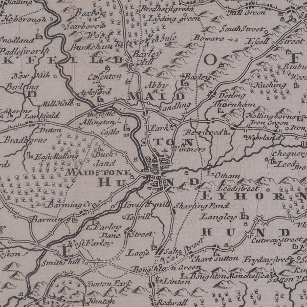 Large Antique Lithography Map of Kent, English, Cartography, Robert Morden, 1700