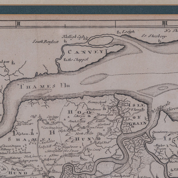 Large Antique Lithography Map of Kent, English, Cartography, Robert Morden, 1700