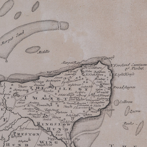 Large Antique Lithography Map of Kent, English, Cartography, Robert Morden, 1700