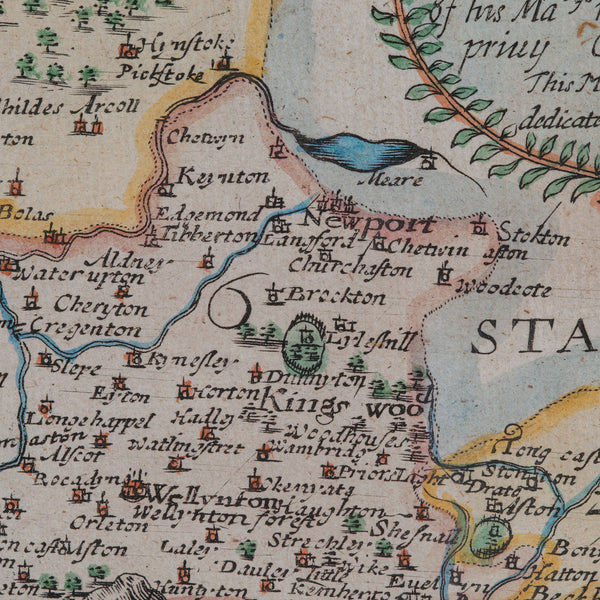 Antique County Map, Shropshire, English, Atlas Engraving, Richard Blome, C.1673