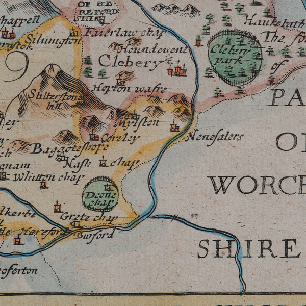 Antique County Map, Shropshire, English, Atlas Engraving, Richard Blome, C.1673