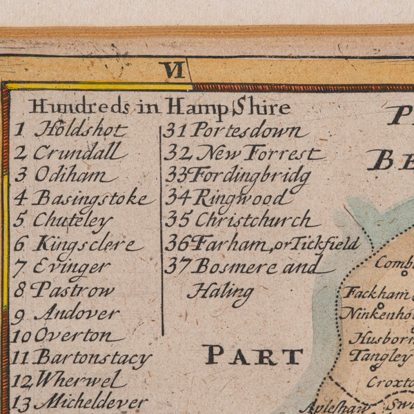 Antique County Map, Hampshire, English, Framed Cartography, Robert Morden, 1700