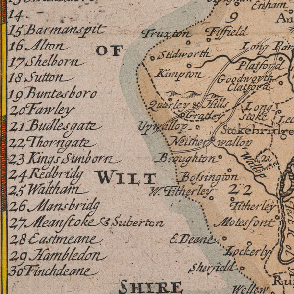 Antique County Map, Hampshire, English, Framed Cartography, Robert Morden, 1700