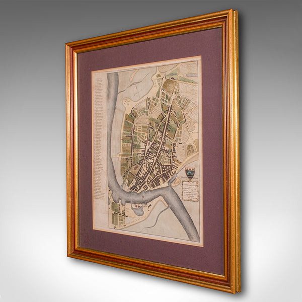 Antique Town Plan Map, Poole, English, Framed Cartography, Georgian, Circa 1780