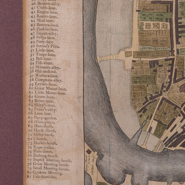 Antique Town Plan Map, Poole, English, Framed Cartography, Georgian, Circa 1780