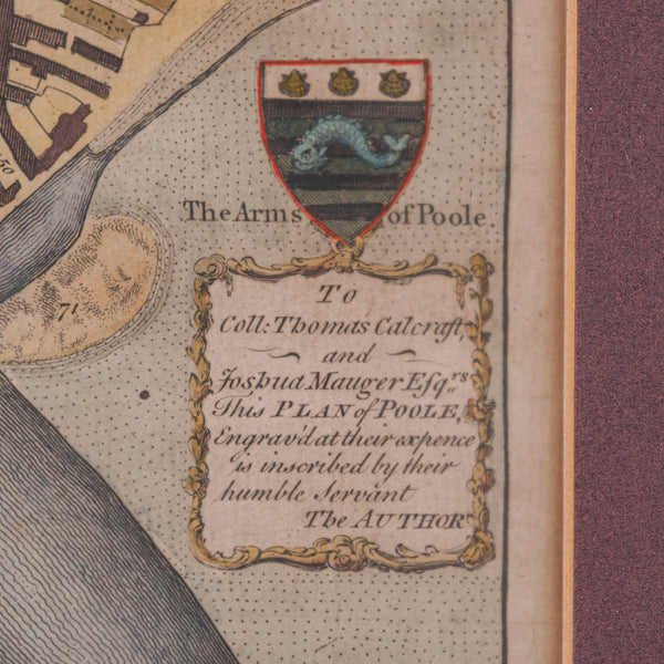 Antique Town Plan Map, Poole, English, Framed Cartography, Georgian, Circa 1780