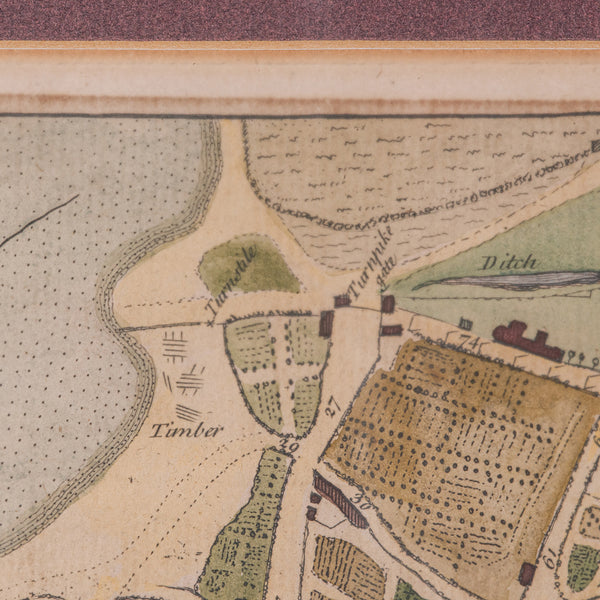 Antique Town Plan Map, Poole, English, Framed Cartography, Georgian, Circa 1780