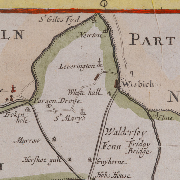 Antique County Map, Cambridgeshire, English, Framed Cartography, Robert Morden