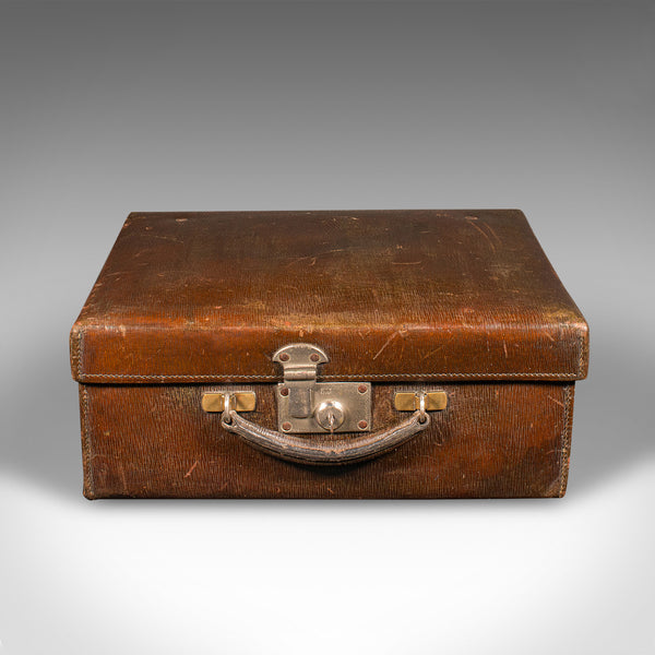 Small Antique Suitcase, English, Leather, Travelling Case, Early 20th Century