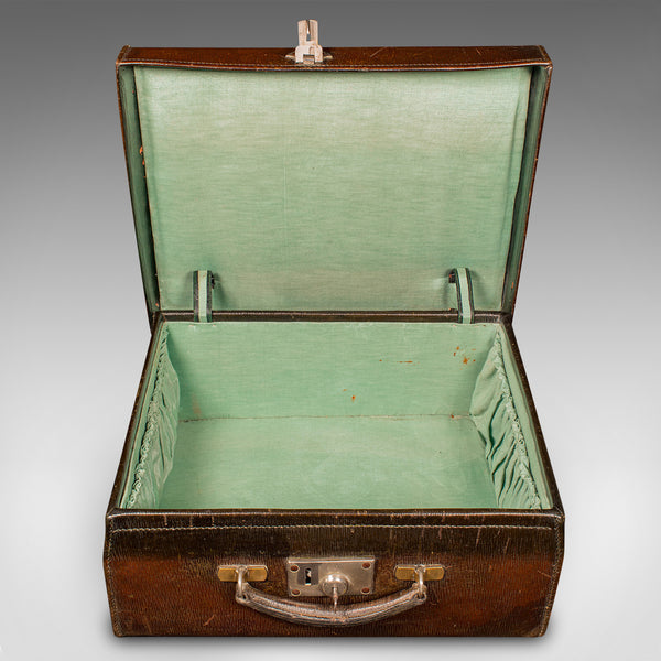 Small Antique Suitcase, English, Leather, Travelling Case, Early 20th Century