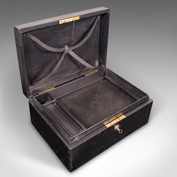 Antique Keep-Safe Box, English, Leather Bound, Jewellery Box, Edwardian, C.1910