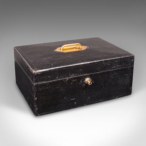 Antique Keep-Safe Box, English, Leather Bound, Jewellery Box, Edwardian, C.1910