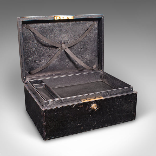 Antique Keep-Safe Box, English, Leather Bound, Jewellery Box, Edwardian, C.1910