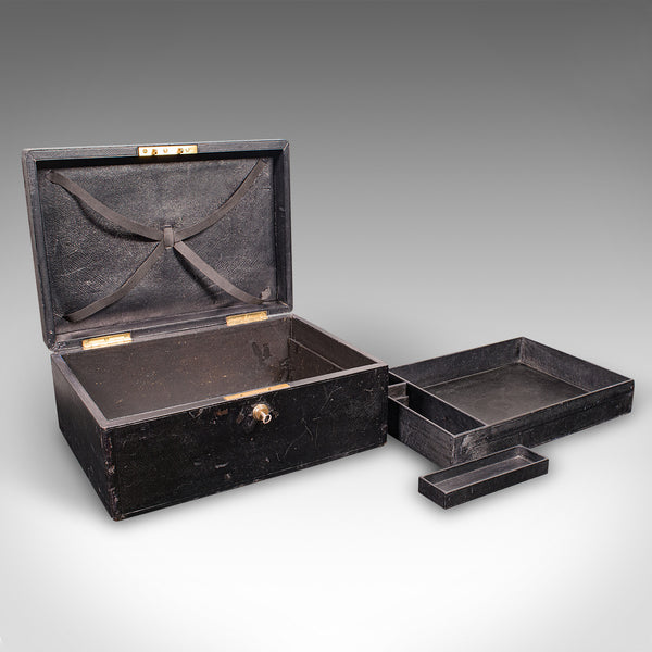 Antique Keep-Safe Box, English, Leather Bound, Jewellery Box, Edwardian, C.1910