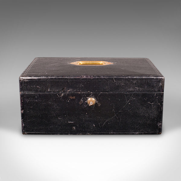 Antique Keep-Safe Box, English, Leather Bound, Jewellery Box, Edwardian, C.1910