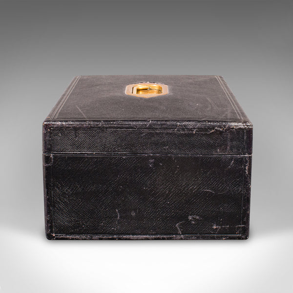 Antique Keep-Safe Box, English, Leather Bound, Jewellery Box, Edwardian, C.1910