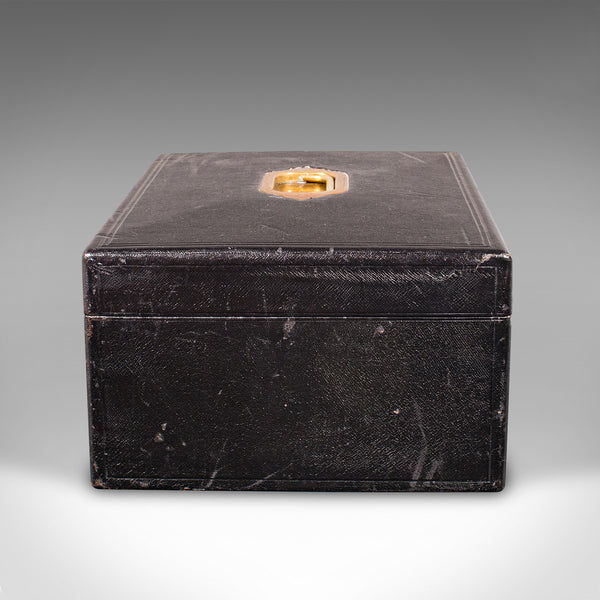 Antique Keep-Safe Box, English, Leather Bound, Jewellery Box, Edwardian, C.1910