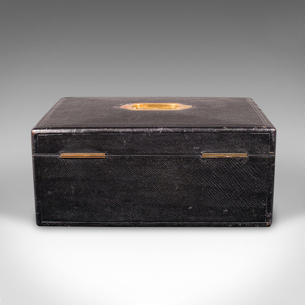 Antique Keep-Safe Box, English, Leather Bound, Jewellery Box, Edwardian, C.1910